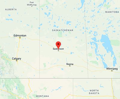 Saskatoon, position dans la carte