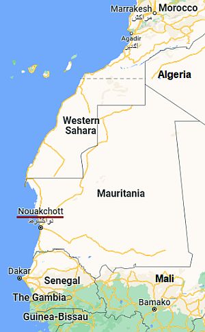 Nouakchott, position dans la carte