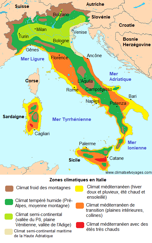 Zones climatiques en Italie