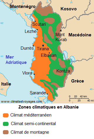 Zones climatiques en Albanie