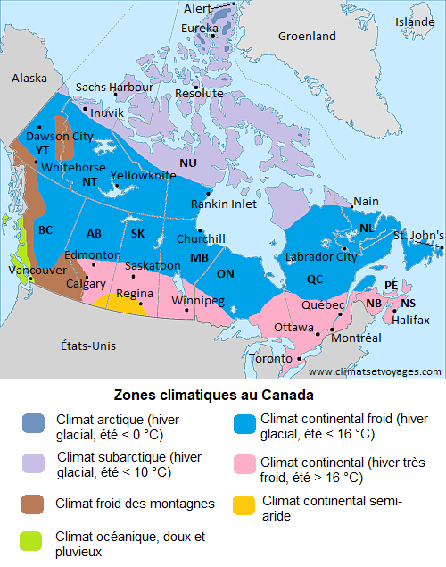 Zones climatiques au Canada