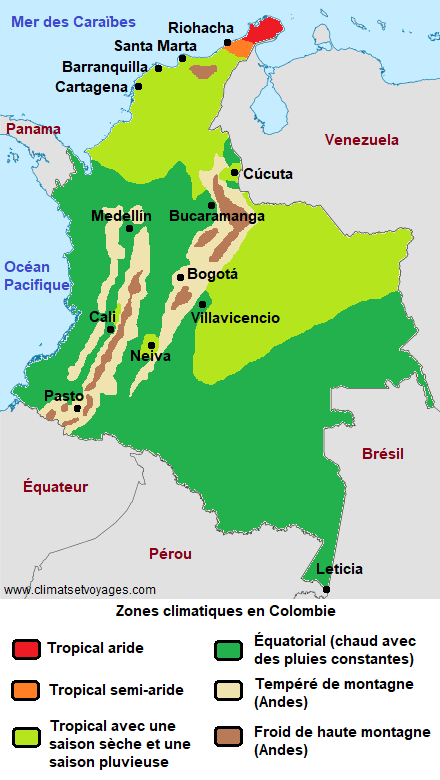 Zones climatiques en Colombie