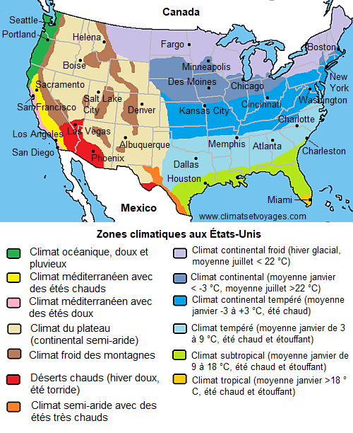 Zones climatiques au États-Unis