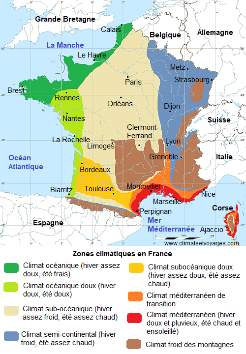 Zones climatiques en France